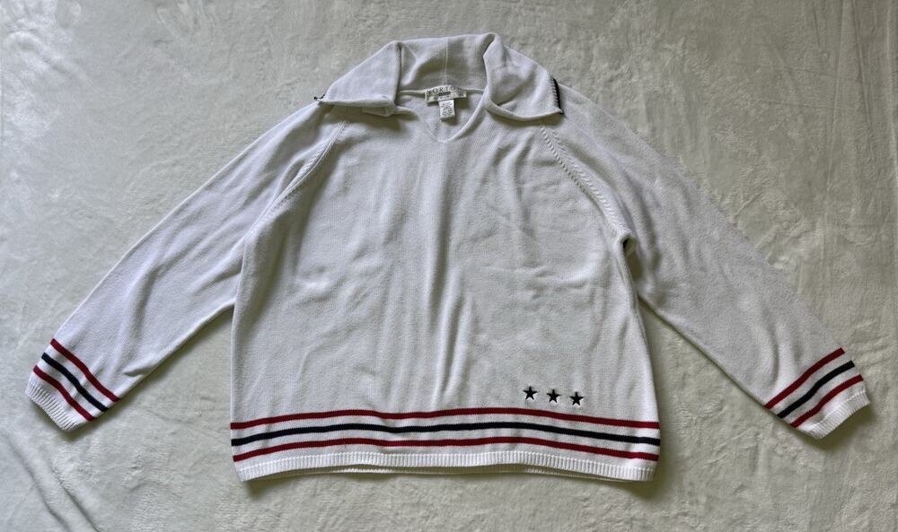 Norton Studio Women’s Knitted Sweater Patriotic Red White Blue Pullover Size 3X